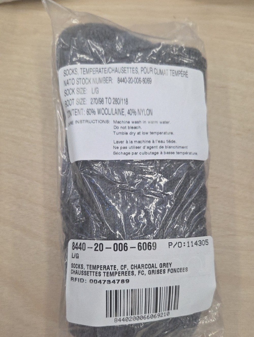 Charcoal Grey Temperate Socks - L/G